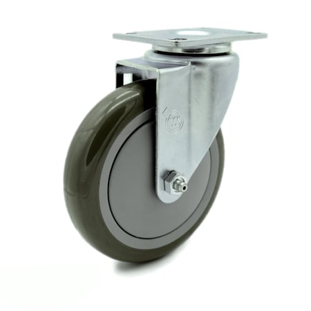 Service Caster 5 Inch Gray Polyurethane Wheel Swivel Top Plate Caster SCC-20S514-PPUB-TP2